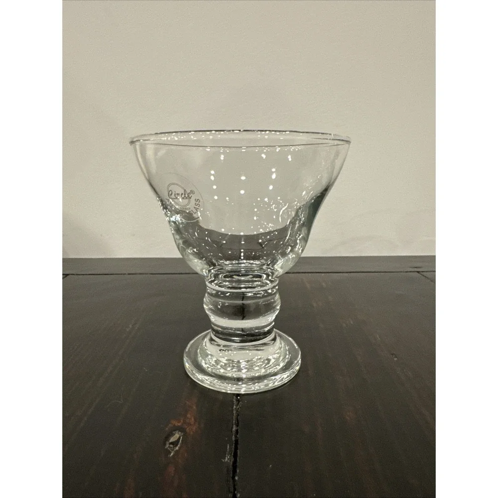 Set of 4 Circle Art of Glass Short-Footed Goblets (6 oz) - Handcrafted in Turkey